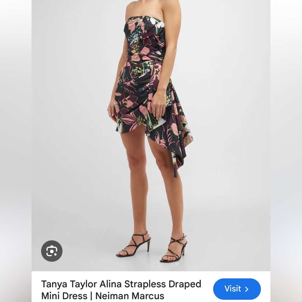 Tanya Taylor Alina Strapless Floral Asymmetrical Dress
